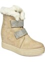 Fox Shoes R602891602 Women's Beige Suede Wedge Heels Boots