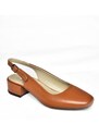 Fox Shoes Camel Genuine Leather Thick Heeled Women's Shoes