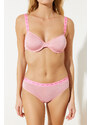 Trendyol Pink Micro Rubber Detailed Capless Underwire Knitted Lingerie Set