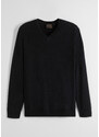bonprix Vlněný svetr s podílem Good Cashmere Standard a výstřihem do V Černá