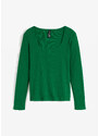 bonprix Žebrované triko s dlouhým rukávem a organickou bavlnou Zelená