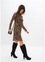 bonprix Síťované šaty s leopardím potiskem Hnědá
