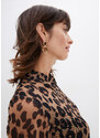 bonprix Síťované šaty s leopardím potiskem Hnědá
