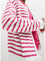 bonprix Pruhovaný pletený kabátek s knoflíky Pink