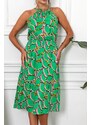 armonika Women's Green Barter Neck Elastic Waist Sleeveless Dress