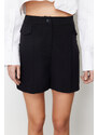 Trendyol Black Pocket Cap Rib Detail Woven Shorts