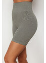 Trendyol Khaki Seamless/Seamless Push Up Shirred Knitted Sports Shorts Tights