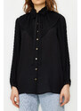 Trendyol Black Ruffled Chiffon Woven Shirt