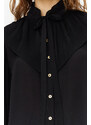 Trendyol Black Ruffled Chiffon Woven Shirt