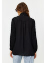 Trendyol Black Ruffled Chiffon Woven Shirt