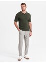 Ombre Clothing Trendy světle šedé chinos kalhoty s elastickým pásom V1 PACP-0157