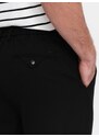Ombre Clothing Pánské černé chinos kalhoty s elastickým pasem V3 PACP-0158