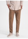 Ombre Clothing Chinos hnědé kalhoty klasického střihu s jemnou texturou V2 PACP-0190