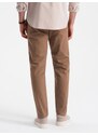 Ombre Clothing Chinos hnědé kalhoty klasického střihu s jemnou texturou V2 PACP-0190