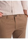 Ombre Clothing Chinos hnědé kalhoty klasického střihu s jemnou texturou V2 PACP-0190