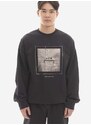 Bavlněná mikina A-COLD-WALL* Foil Grid Crewneck ACWMW075 BLACK pánská, černá barva, s potiskem