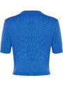 Trendyol Blue Crop Basic Knitwear T-Shirt