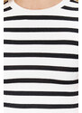 Trendyol Premium Black Ecru Striped Viscous/Soft Fabric Crop Crew Neck Stretchy Knitted Blouse