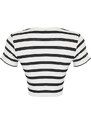 Trendyol Premium Black Ecru Striped Viscous/Soft Fabric Crop Crew Neck Stretchy Knitted Blouse