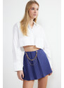 Trendyol Navy Blue Chain and Pleat Detailed Woven Shorts Skirt