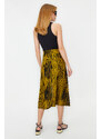 Trendyol Mustard Slit Detail Viscose Fabric Patterned Midi Woven Skirt