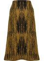 Trendyol Mustard Slit Detail Viscose Fabric Patterned Midi Woven Skirt