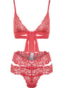 Trendyol Pomegranate Flower Lace Capless Tie Detailed Knitted Underwear Set