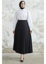 InStyle Luisa Waist Elastic Pleated Skirt - Black