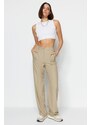 Trendyol Limitovaná edice norkových rovných/rovně skládaných tkaných kalhot