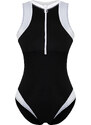 Trendyol Black Barter Neck Zippered Hipster Swimsuit