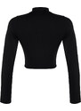 Trendyol Black Swim Zipper Long Sleeve Bikini Top