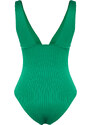 Trendyol Green V-Neck Textured Regular Swimsuit