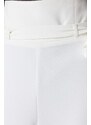 Trendyol Ecru páskované tkané svatební kalhoty se širokými nohavicemi