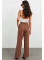 Cool & Sexy Women's Brown Palazzo Woven Trousers MLK01