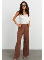 Cool & Sexy Women's Brown Palazzo Woven Trousers MLK01