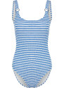 Trendyol White-Blue Striped Square Collar Accessory Textured Regular Swimsuit