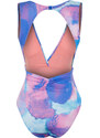 Trendyol Abstract Patterned Deep Decollete Draped Regular Swimsuit