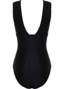 Trendyol Black V Neck Textured Regular Swimsuit