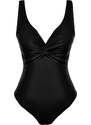 Trendyol Black V-Neck Knotted Regular Swimsuit