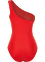 Trendyol Red One-Shoulder Draped Regular Swimsuit