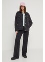 Džínová bunda Abercrombie & Fitch dámská, černá barva, přechodná, oversize