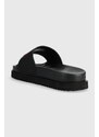 Pantofle Tommy Jeans TJW ELEVATED FLATFORM SLIDE dámské, černá barva, na platformě, EN0EN02451