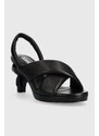 Kožené sandály Karl Lagerfeld IKON HEEL černá barva, KL39024