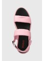 Kožené sandály HUGO Kris dámské, růžová barva, na platformě, 50517374