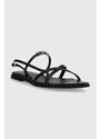 Kožené sandály HUGO Ellye dámské, černá barva, 50517495