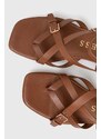 Kožené sandály Guess TAMPER dámské, hnědá barva, FLJTAM LEA03