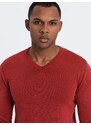 Ombre Clothing Pánský svetr s výstřihem do V v červené barvě V3 SWOS-0108