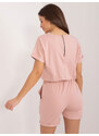 Fashionhunters Světle růžový overal s elastickým pasem