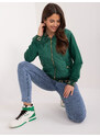 Fashionhunters Zelená bomber mikina s ozdobnými manžetami
