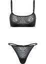 Trendyol Black Tulle Shiny Printed Capless Knitted Underwear Set